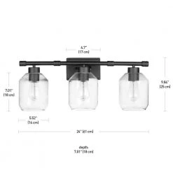 Laurel Brook 24 in. 3-Light Matte Black Industrial Bathroom Vanity Light by Hampton Bay -Hampton Bay Sales matte black hampton bay vanity lighting 51894 76 1000