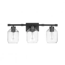 Laurel Brook 24 in. 3-Light Matte Black Industrial Bathroom Vanity Light by Hampton Bay -Hampton Bay Sales matte black hampton bay vanity lighting 51894 77 1000