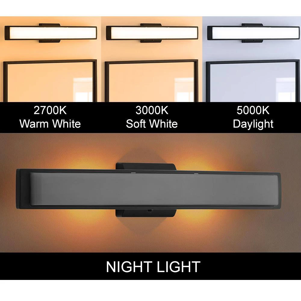 Collier Heights 24 in. Matte Black Curved Selectable LED Vanity Light Bar Flush Mount with Night Light Feature (4-Pack) by Hampton Bay 2 Collier Heights 24 in. Matte Black Curved Selectable LED Vanity Light Bar Flush Mount with Night Light Feature (4-Pack) by Hampton Bay - Image 2