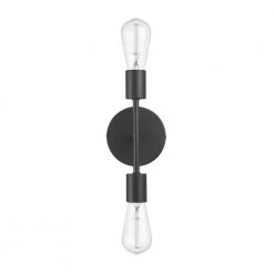 Stockport 2-Light Matte Black Wall Sconce by Hampton Bay