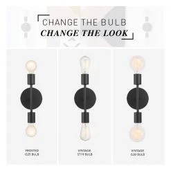 Stockport 2-Light Matte Black Wall Sconce by Hampton Bay -Hampton Bay Sales matte black hampton bay vanity lighting 65742 76 1000