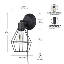 Bryson 1-Light Matte Black Wall Sconce LED Bulb Included by Hampton Bay -Hampton Bay Sales matte black hampton bay vanity lighting 65873 4f 1000