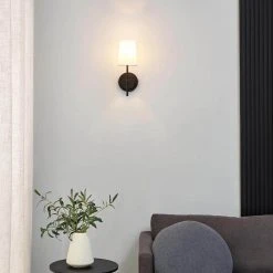 Ridgeway 1-Light Matte Black Wall Sconce with LED Bulb (T20) by Hampton Bay -Hampton Bay Sales matte black hampton bay vanity lighting 65875 c3 1000