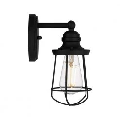 Southbourne 1-Light Matte Black Wall Sconce with Open Steel Cage Frame by Hampton Bay -Hampton Bay Sales matte black hampton bay vanity lighting dshd19522t 1f 1000