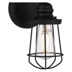 Southbourne 1-Light Matte Black Wall Sconce with Open Steel Cage Frame by Hampton Bay -Hampton Bay Sales matte black hampton bay vanity lighting dshd19522t 44 1000