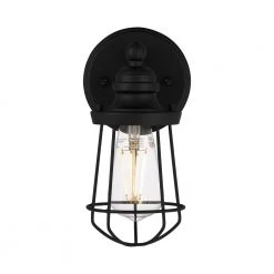 Southbourne 1-Light Matte Black Wall Sconce with Open Steel Cage Frame by Hampton Bay -Hampton Bay Sales matte black hampton bay vanity lighting dshd19522t 4f 1000