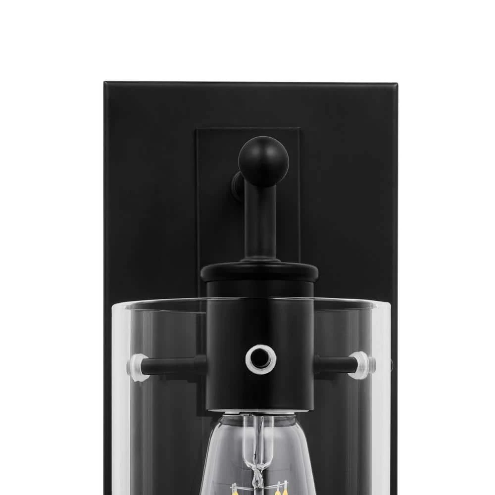 Regan 4.5 in. 1-Light Matte Black Bathroom Vanity Light with Clear Glass Shades by Hampton Bay 5 Regan 4.5 in. 1-Light Matte Black Bathroom Vanity Light with Clear Glass Shades by Hampton Bay - Image 5