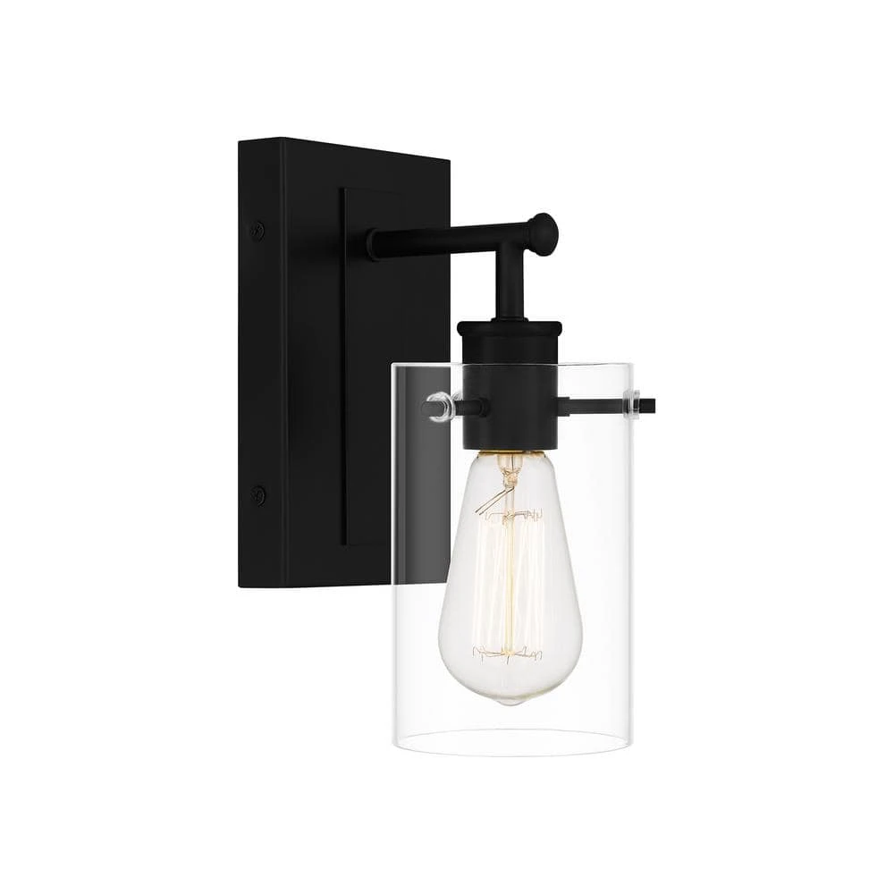 Regan 4.5 in. 1-Light Matte Black Bathroom Vanity Light with Clear Glass Shades by Hampton Bay 8 Regan 4.5 in. 1-Light Matte Black Bathroom Vanity Light with Clear Glass Shades by Hampton Bay - Image 8