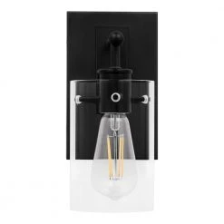 Regan 4.5 in. 1-Light Matte Black Bathroom Vanity Light with Clear Glass Shades by Hampton Bay