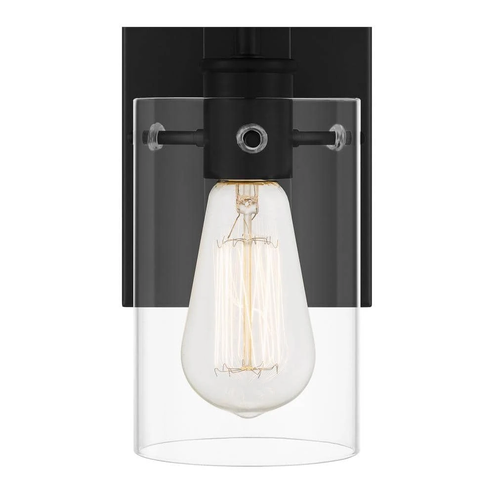 Regan 4.5 in. 1-Light Matte Black Bathroom Vanity Light with Clear Glass Shades by Hampton Bay 10 Regan 4.5 in. 1-Light Matte Black Bathroom Vanity Light with Clear Glass Shades by Hampton Bay - Image 10
