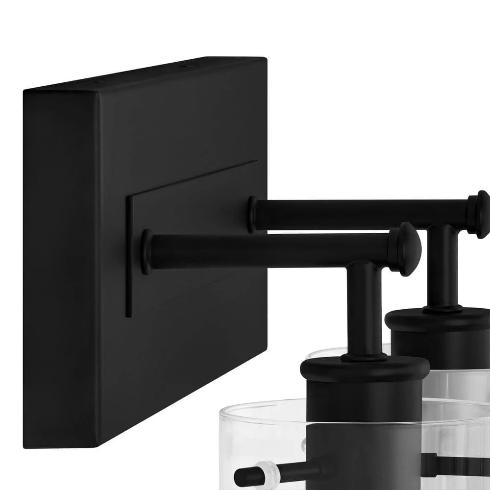 Regan 12.75 in. 2-Light Matte Black Bathroom Vanity Light with Clear Glass Shades by Hampton Bay 5 Regan 12.75 in. 2-Light Matte Black Bathroom Vanity Light with Clear Glass Shades by Hampton Bay - Image 5