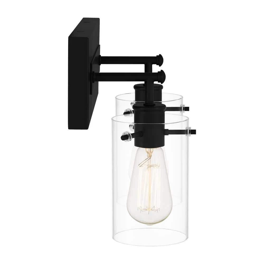 Regan 12.75 in. 2-Light Matte Black Bathroom Vanity Light with Clear Glass Shades by Hampton Bay 9 Regan 12.75 in. 2-Light Matte Black Bathroom Vanity Light with Clear Glass Shades by Hampton Bay - Image 9