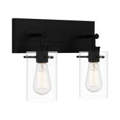 Regan 12.75 in. 2-Light Matte Black Bathroom Vanity Light with Clear Glass Shades by Hampton Bay 17 Regan 12.75 in. 2-Light Matte Black Bathroom Vanity Light with Clear Glass Shades by Hampton Bay -Hampton Bay Sales matte black hampton bay vanity lighting dshd19574v1 4f 1000