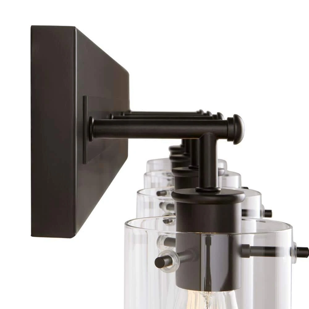 Regan 29.25 in. 4-Light Matte Black Bathroom Vanity Light with Clear Glass Shades by Hampton Bay 9 Regan 29.25 in. 4-Light Matte Black Bathroom Vanity Light with Clear Glass Shades by Hampton Bay - Image 9