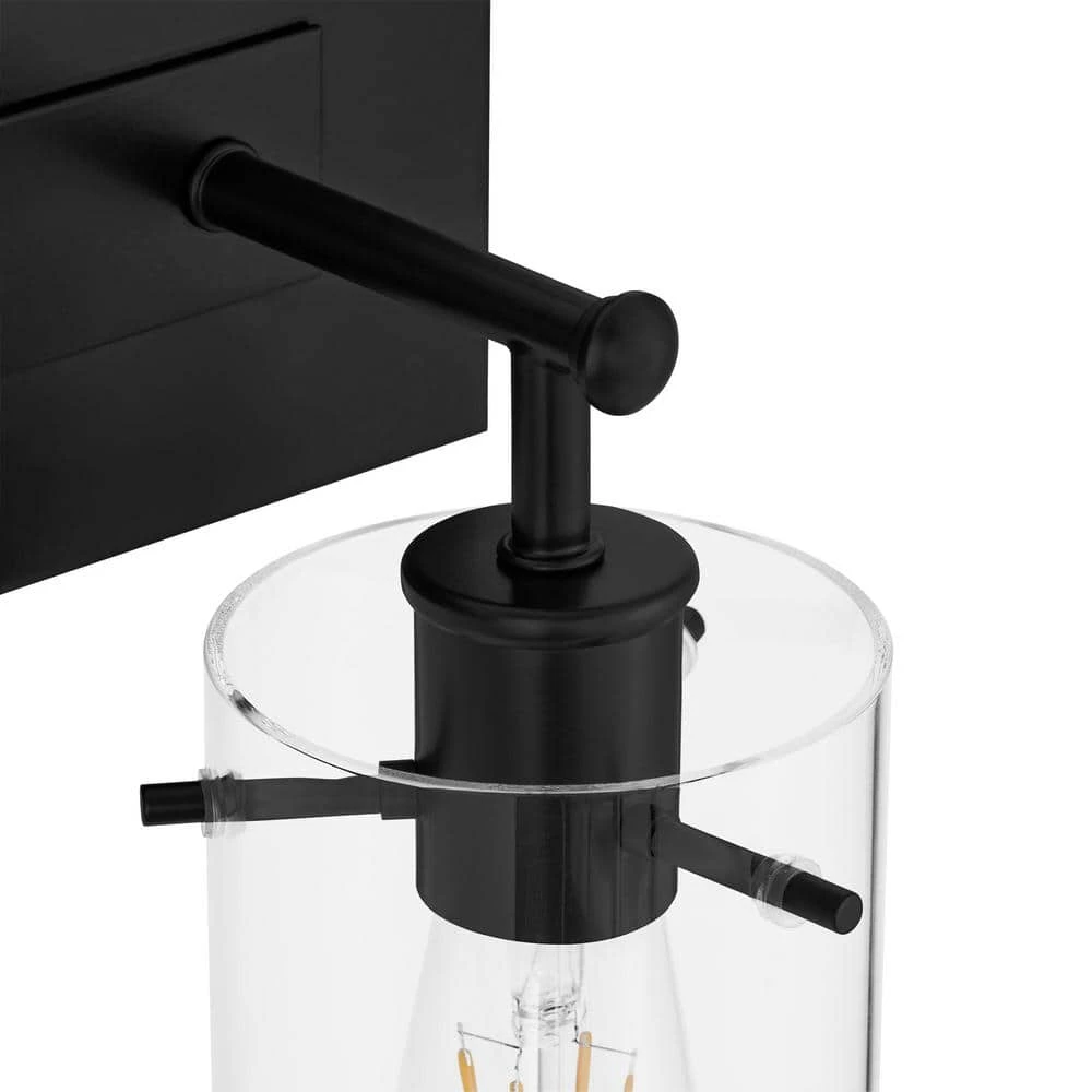 Regan 29.25 in. 4-Light Matte Black Bathroom Vanity Light with Clear Glass Shades by Hampton Bay 3 Regan 29.25 in. 4-Light Matte Black Bathroom Vanity Light with Clear Glass Shades by Hampton Bay - Image 3