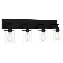 Regan 29.25 in. 4-Light Matte Black Bathroom Vanity Light with Clear Glass Shades by Hampton Bay 25 Regan 29.25 in. 4-Light Matte Black Bathroom Vanity Light with Clear Glass Shades by Hampton Bay -Hampton Bay Sales matte black hampton bay vanity lighting dshd19574v3 76 1000