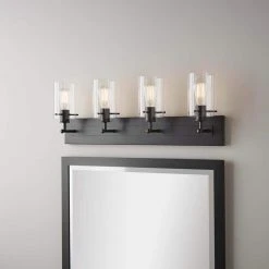 Regan 29.25 in. 4-Light Matte Black Bathroom Vanity Light with Clear Glass Shades by Hampton Bay 20 Regan 29.25 in. 4-Light Matte Black Bathroom Vanity Light with Clear Glass Shades by Hampton Bay -Hampton Bay Sales matte black hampton bay vanity lighting dshd19574v3 c3 1000