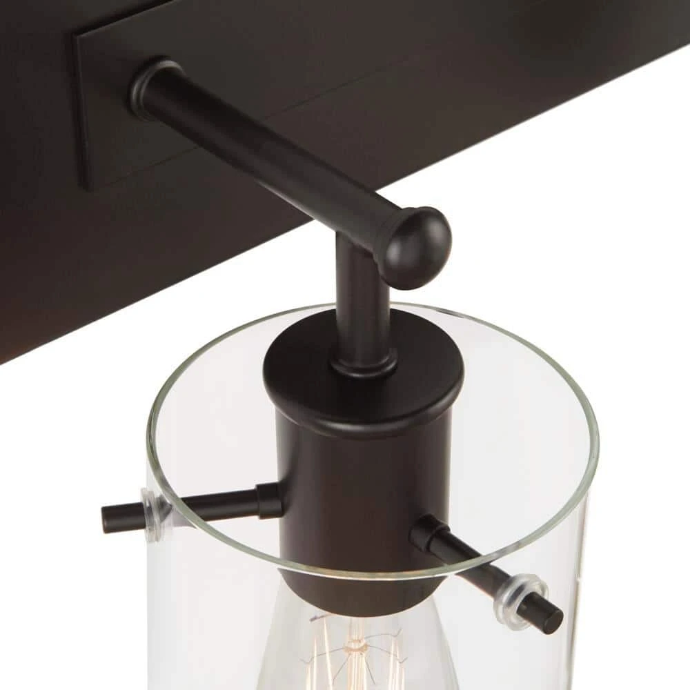 Regan 29.25 in. 4-Light Matte Black Bathroom Vanity Light with Clear Glass Shades by Hampton Bay 11 Regan 29.25 in. 4-Light Matte Black Bathroom Vanity Light with Clear Glass Shades by Hampton Bay - Image 11