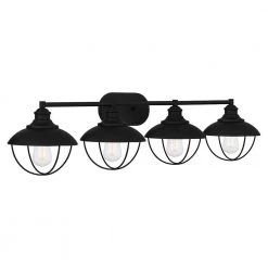 Reynolds Park 38.5 in. 4-Light Matte Black Bathroom Vanity Light by Hampton Bay -Hampton Bay Sales matte black hampton bay vanity lighting dshd19575v1 1f 1000