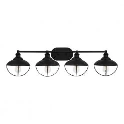 Reynolds Park 38.5 in. 4-Light Matte Black Bathroom Vanity Light by Hampton Bay