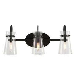 Vinton Place 22 in. 3-Light Matte Black Bathroom Vanity Light with Clear Shades by Hampton Bay -Hampton Bay Sales matte black hampton bay vanity lighting dshd19576v1 77 1000