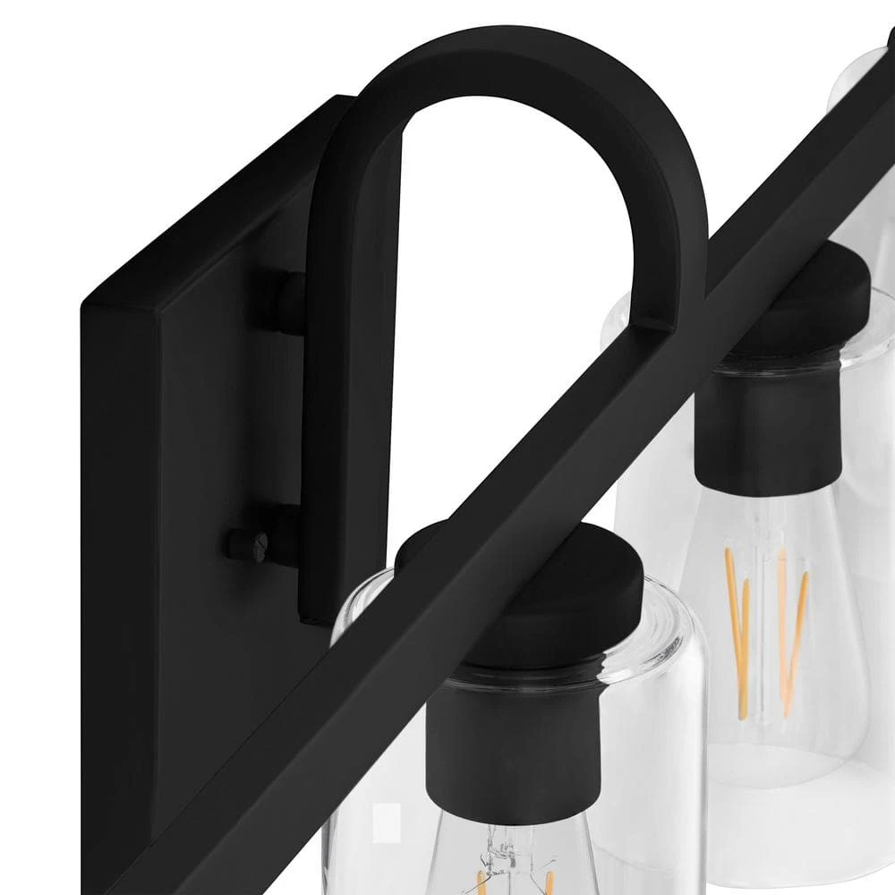 Kendall Manor 29 in. 4 Light Matte Black Bathroom Vanity Light with Clear Glass Shades by Hampton Bay 5 Kendall Manor 29 in. 4 Light Matte Black Bathroom Vanity Light with Clear Glass Shades by Hampton Bay - Image 5