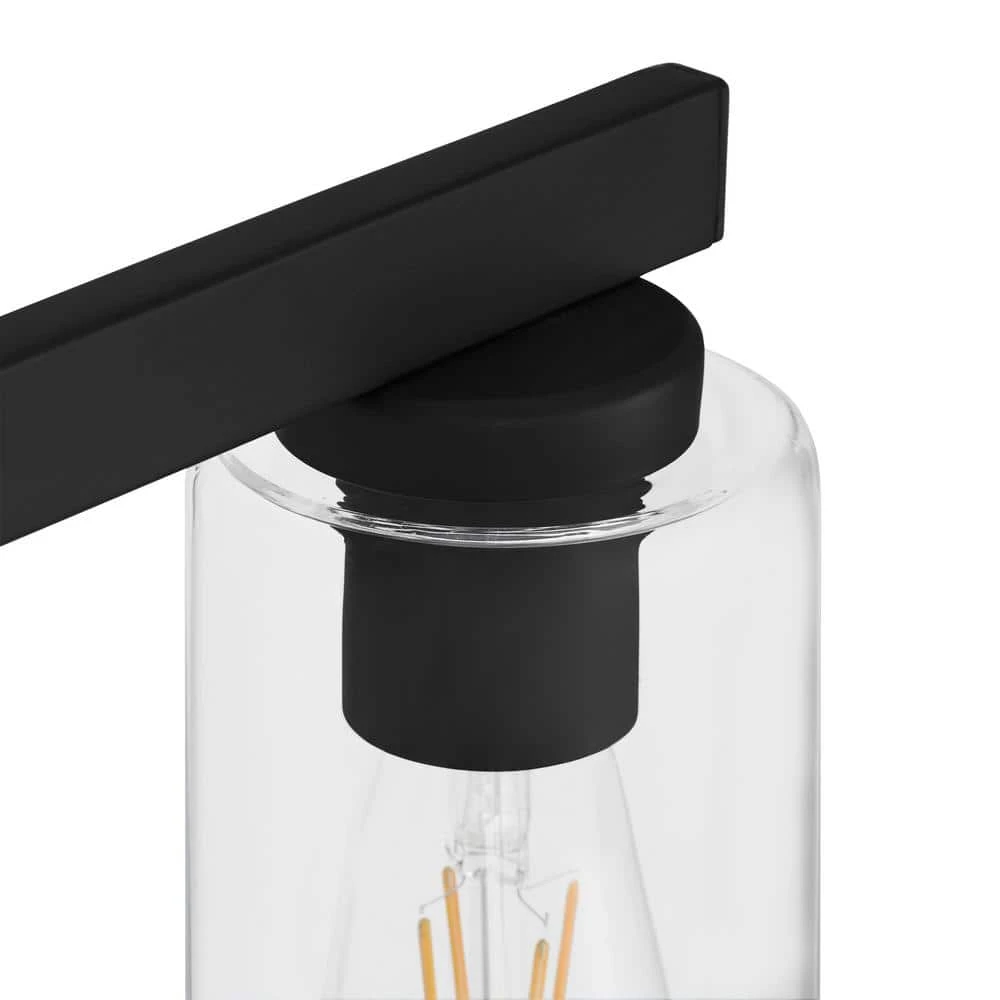 Kendall Manor 29 in. 4 Light Matte Black Bathroom Vanity Light with Clear Glass Shades by Hampton Bay 3 Kendall Manor 29 in. 4 Light Matte Black Bathroom Vanity Light with Clear Glass Shades by Hampton Bay - Image 3