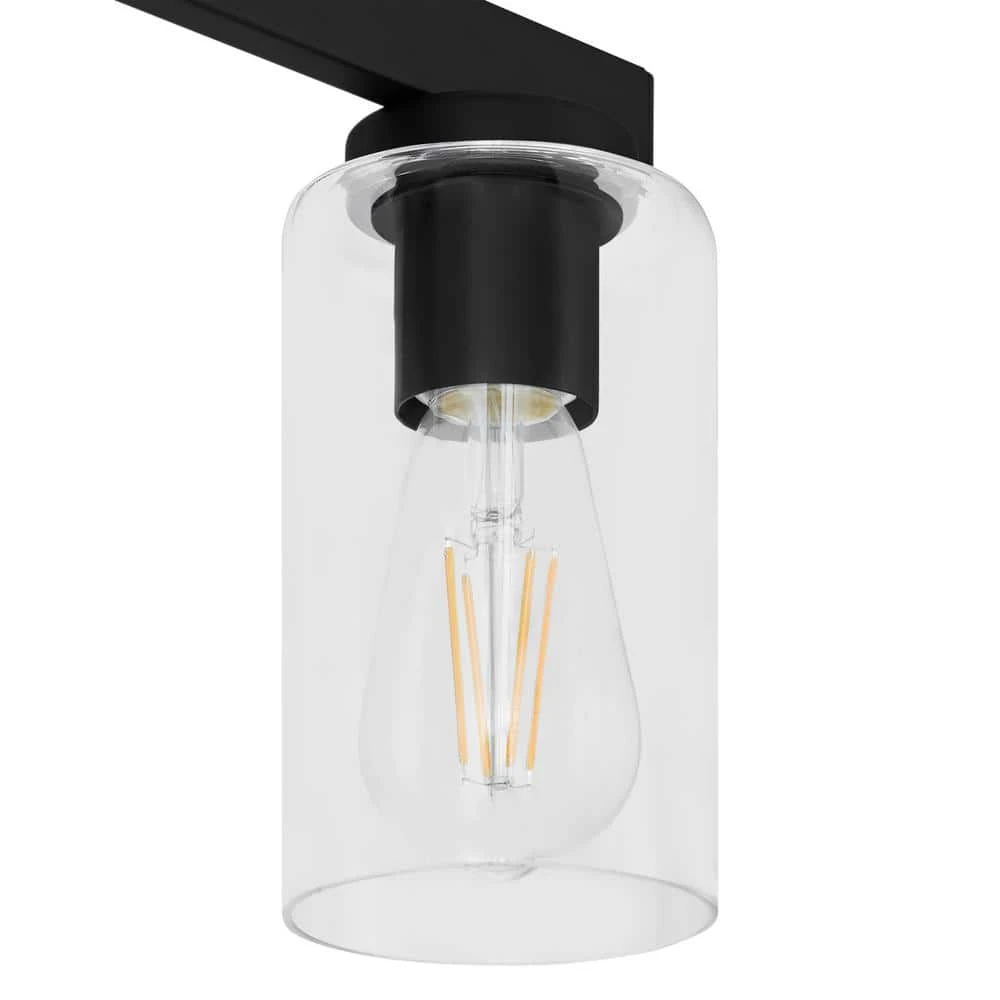 Kendall Manor 29 in. 4 Light Matte Black Bathroom Vanity Light with Clear Glass Shades by Hampton Bay 4 Kendall Manor 29 in. 4 Light Matte Black Bathroom Vanity Light with Clear Glass Shades by Hampton Bay - Image 4