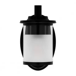 Truitt 5 in. 1-Light Matte Black Transitional Wall Mount Sconce Light with Frosted and Clear Edge Glass Shade by Hampton Bay -Hampton Bay Sales matte black hampton bay vanity lighting hb2594 43 31 1000