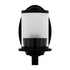 Truitt 5 in. 1-Light Matte Black Transitional Wall Mount Sconce Light with Frosted and Clear Edge Glass Shade by Hampton Bay