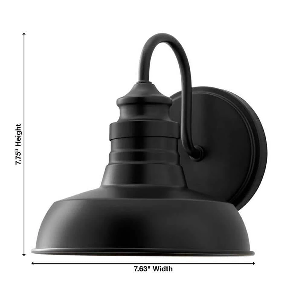 Elmcroft 7.63 in. 1-Light Matte Black Modern Farmhouse Wall Mount Sconce Light with Metal Shade by Hampton Bay 11 Elmcroft 7.63 in. 1-Light Matte Black Modern Farmhouse Wall Mount Sconce Light with Metal Shade by Hampton Bay - Image 11