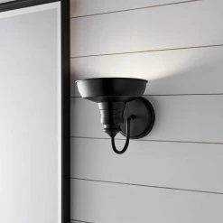 Elmcroft 7.63 in. 1-Light Matte Black Modern Farmhouse Wall Mount Sconce Light with Metal Shade by Hampton Bay 20 Elmcroft 7.63 in. 1-Light Matte Black Modern Farmhouse Wall Mount Sconce Light with Metal Shade by Hampton Bay -Hampton Bay Sales matte black hampton bay vanity lighting hb3670 43 44 1000
