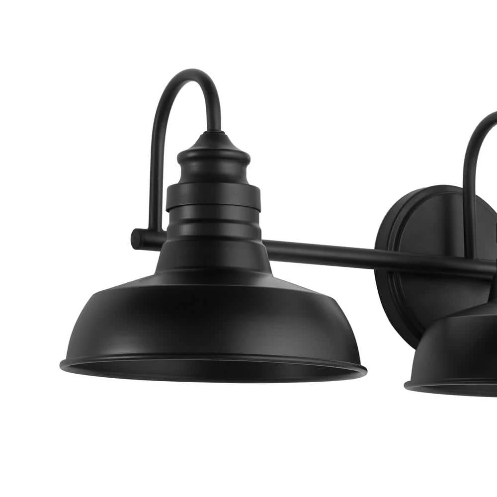 Elmcroft 29 in. 3-Light Matte Black Modern Farmhouse Bathroom Vanity Light with Metal Shades by Hampton Bay 6 Elmcroft 29 in. 3-Light Matte Black Modern Farmhouse Bathroom Vanity Light with Metal Shades by Hampton Bay - Image 6