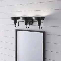 Elmcroft 29 in. 3-Light Matte Black Modern Farmhouse Bathroom Vanity Light with Metal Shades by Hampton Bay 22 Elmcroft 29 in. 3-Light Matte Black Modern Farmhouse Bathroom Vanity Light with Metal Shades by Hampton Bay -Hampton Bay Sales matte black hampton bay vanity lighting hb3672 43 c3 1000