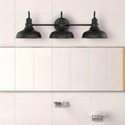 Elmcroft 29 in. 3-Light Matte Black Modern Farmhouse Bathroom Vanity Light with Metal Shades by Hampton Bay 26 Elmcroft 29 in. 3-Light Matte Black Modern Farmhouse Bathroom Vanity Light with Metal Shades by Hampton Bay -Hampton Bay Sales matte black hampton bay vanity lighting hb3672 43 fa 1000