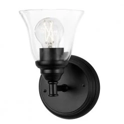 Marsden 5.5 in. 1-Light Matte Black Transitional Wall Mount Sconce Light with Clear Glass Shade by Hampton Bay -Hampton Bay Sales matte black hampton bay vanity lighting hb3675 43 1d 1000