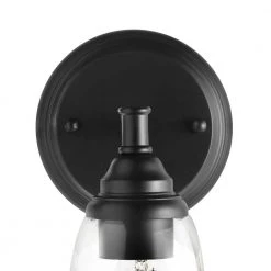 Marsden 5.5 in. 1-Light Matte Black Transitional Wall Mount Sconce Light with Clear Glass Shade by Hampton Bay -Hampton Bay Sales matte black hampton bay vanity lighting hb3675 43 a0 1000
