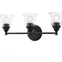Marsden 23.5 in. 3-Light Matte Black Transitional Bathroom Vanity Light with Clear Glass Shades by Hampton Bay -Hampton Bay Sales matte black hampton bay vanity lighting hb3677 43 1d 1000