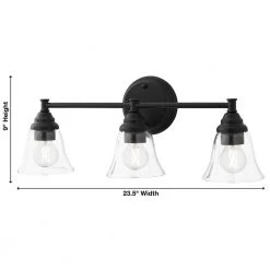 Marsden 23.5 in. 3-Light Matte Black Transitional Bathroom Vanity Light with Clear Glass Shades by Hampton Bay -Hampton Bay Sales matte black hampton bay vanity lighting hb3677 43 31 1000
