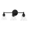 Marsden 23.5 in. 3-Light Matte Black Transitional Bathroom Vanity Light with Clear Glass Shades by Hampton Bay
