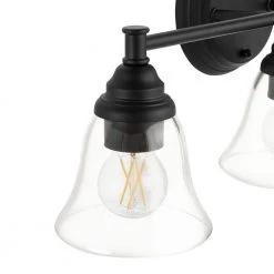 Marsden 23.5 in. 3-Light Matte Black Transitional Bathroom Vanity Light with Clear Glass Shades by Hampton Bay -Hampton Bay Sales matte black hampton bay vanity lighting hb3677 43 66 1000