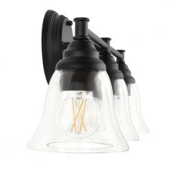 Marsden 23.5 in. 3-Light Matte Black Transitional Bathroom Vanity Light with Clear Glass Shades by Hampton Bay -Hampton Bay Sales matte black hampton bay vanity lighting hb3677 43 a0 1000