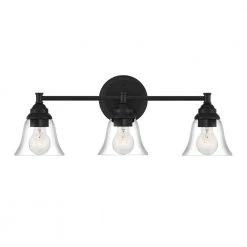 Marsden 23.5 in. 3-Light Matte Black Transitional Bathroom Vanity Light with Clear Glass Shades by Hampton Bay -Hampton Bay Sales matte black hampton bay vanity lighting hb3677 43 c3 1000