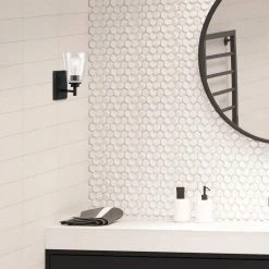 Wakefield 5.25 in. 1-Light Matte Black Modern Wall Mount Sconce Light with Clear Glass Shade by Hampton Bay 12 Wakefield 5.25 in. 1-Light Matte Black Modern Wall Mount Sconce Light with Clear Glass Shade by Hampton Bay -Hampton Bay Sales matte black hampton bay vanity lighting hb3679 43 40 1000