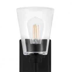 Wakefield 5.25 in. 1-Light Matte Black Modern Wall Mount Sconce Light with Clear Glass Shade by Hampton Bay 15 Wakefield 5.25 in. 1-Light Matte Black Modern Wall Mount Sconce Light with Clear Glass Shade by Hampton Bay -Hampton Bay Sales matte black hampton bay vanity lighting hb3679 43 66 1000