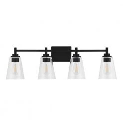 Wakefield 31 in. 4-Light Matte Black Modern Wall Mount Sconce Light with Clear Glass Shades by Hampton Bay -Hampton Bay Sales matte black hampton bay vanity lighting hb3682 43 31 1000
