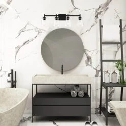 Wakefield 31 in. 4-Light Matte Black Modern Wall Mount Sconce Light with Clear Glass Shades by Hampton Bay -Hampton Bay Sales matte black hampton bay vanity lighting hb3682 43 40 1000