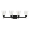 Wakefield 31 in. 4-Light Matte Black Modern Wall Mount Sconce Light with Clear Glass Shades by Hampton Bay