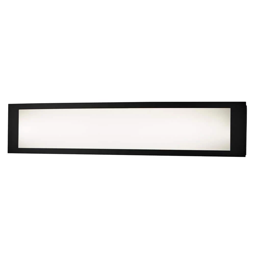 Woodbury 24.6 in. 1-Light Matte Black Integrated LED Bathroom Vanity Light Bar with Frosted Acrylic Shade by Hampton Bay 1 Woodbury 24.6 in. 1-Light Matte Black Integrated LED Bathroom Vanity Light Bar with Frosted Acrylic Shade by Hampton Bay