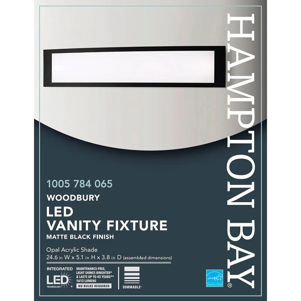 Woodbury 24.5 in. Matte Black LED Vanity Light Bar by Hampton Bay 8 Woodbury 24.5 in. Matte Black LED Vanity Light Bar by Hampton Bay - Image 8